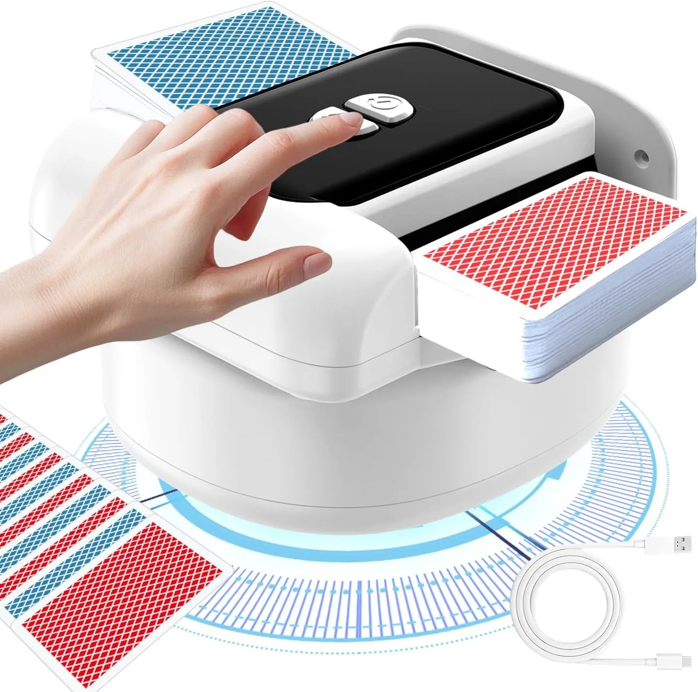 Machine à mélanger les cartes automatique - Portable, à commande manuelle, mélange en un clic, convient pour 1 à 2 jeux de cartes, utilisable pour le poker, le bridge, l'UNO, le Texas Hold'em et autres jeux - Compatible avec le bridge, aucune pile/alimentation électrique requise.