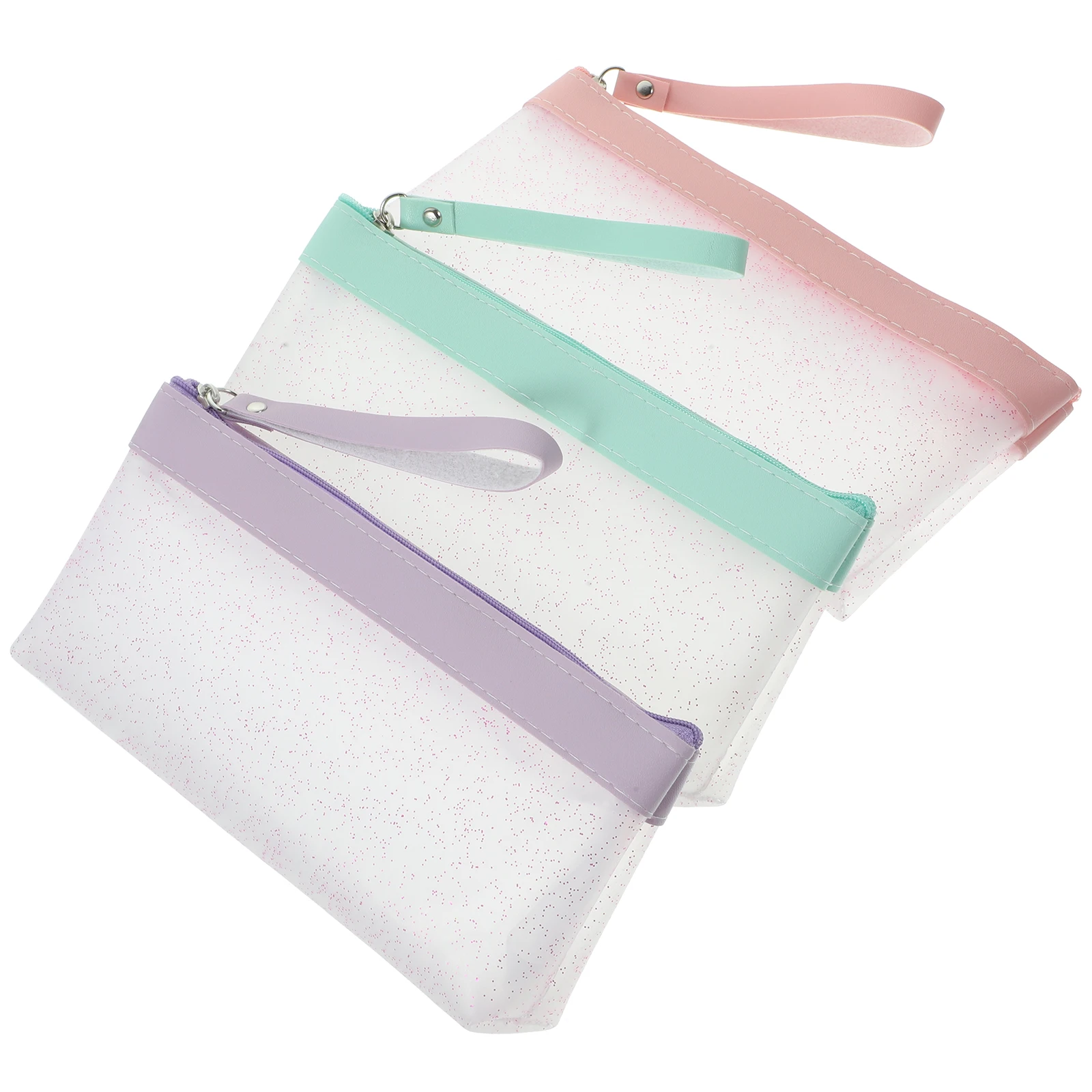 Bolsa de 3 uds con diseño de cremallera antiarañazos, bolsa de almacenamiento ligera de gran capacidad para bolígrafos, organizador de papelería transparente para estudiantes