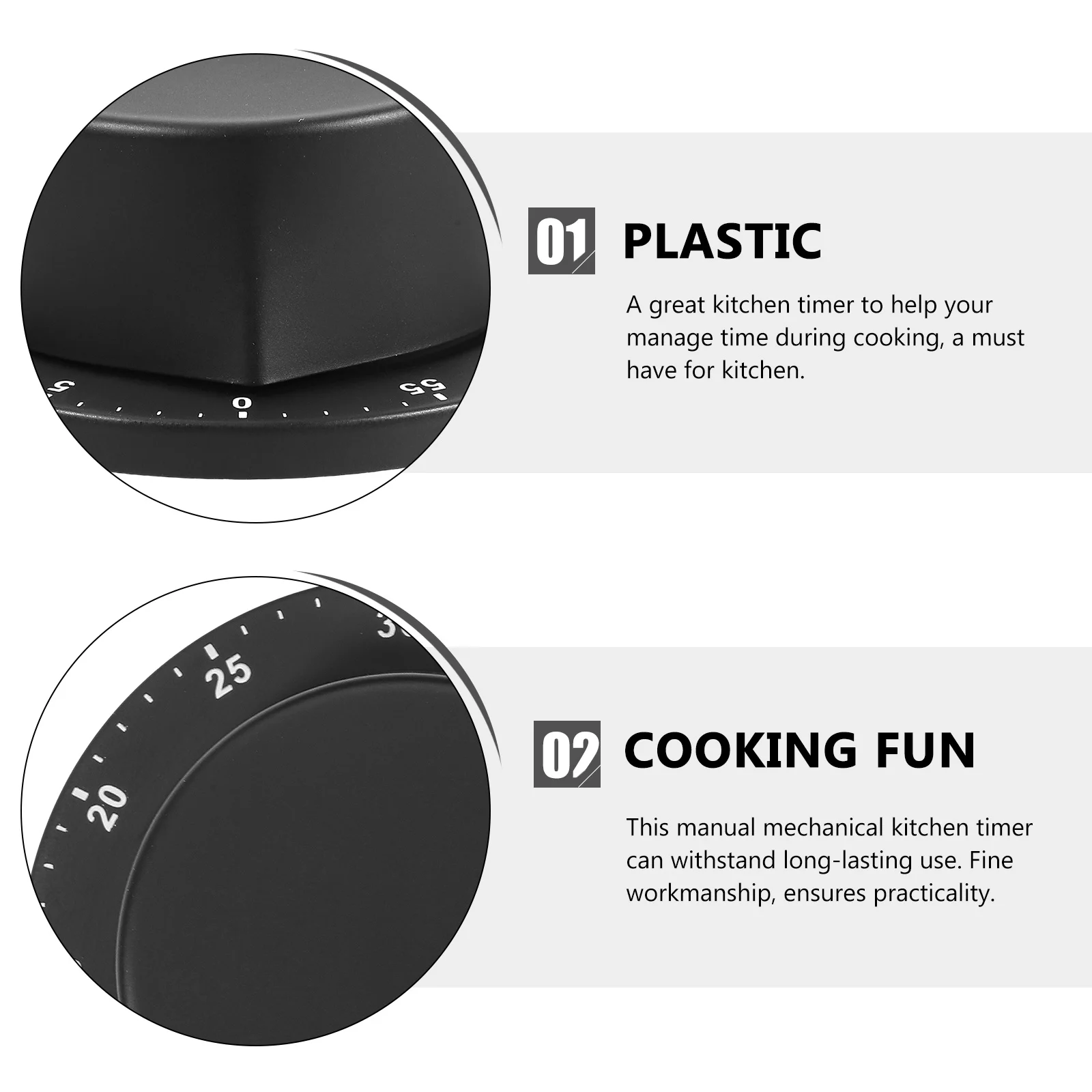 

Kitchen Mechanical Cooking Baking Timer Egg Timer Stainless Steel Abs No Loud Alarm For Frying Baking Cookies