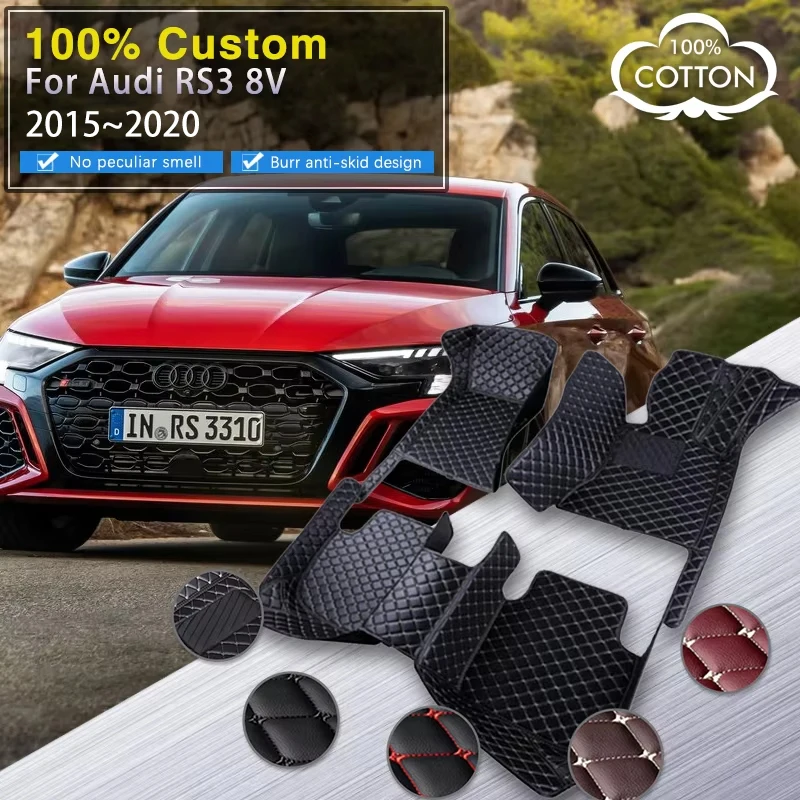 

Car Mats For Audi RS3 8V Saloon 2015~2020 Carpets Luxury Leather Floor Mat Durable Rug Protective Pad Interior Parts Accessories