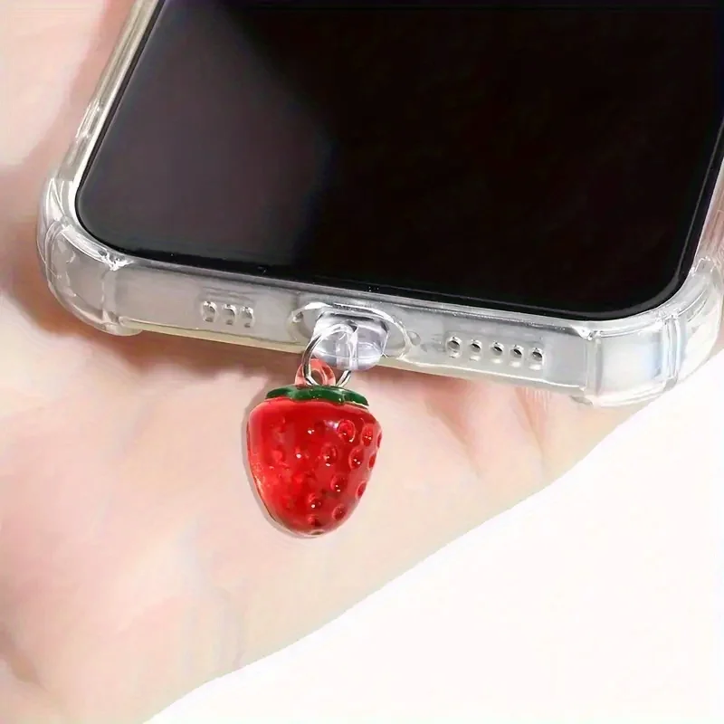 

1 Cute Strawberry Phone Dust Plug, Beautiful Phone Accessory, Phone Decoration, Small Daily Care Accessories for Phones, Computers, Headphones, Etc