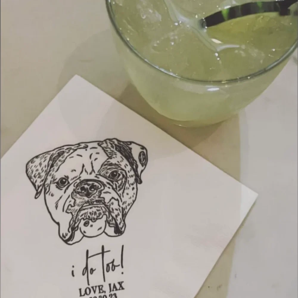 

Dog Illustration Wedding Cocktail Napkins, Custom Pet Portrait, Napkins For Wedding, Dog Lover Wedding, Pet Sketch Napkins，50Pcs