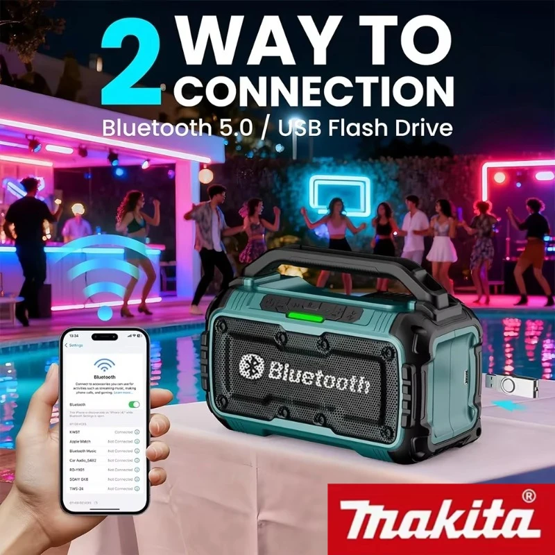 

Makita Bluetooth Speaker USB Type-C Port Charge Waterproof Loudspeaker Stereo Surround 18V Battery Tools