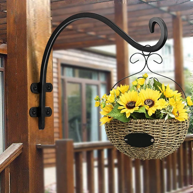 Plant Hangers Outdoor Hanging Plant Bracket, Plant Hooks For Flowers Baskets Planter Bird Feeder Lanterns 16 Inches