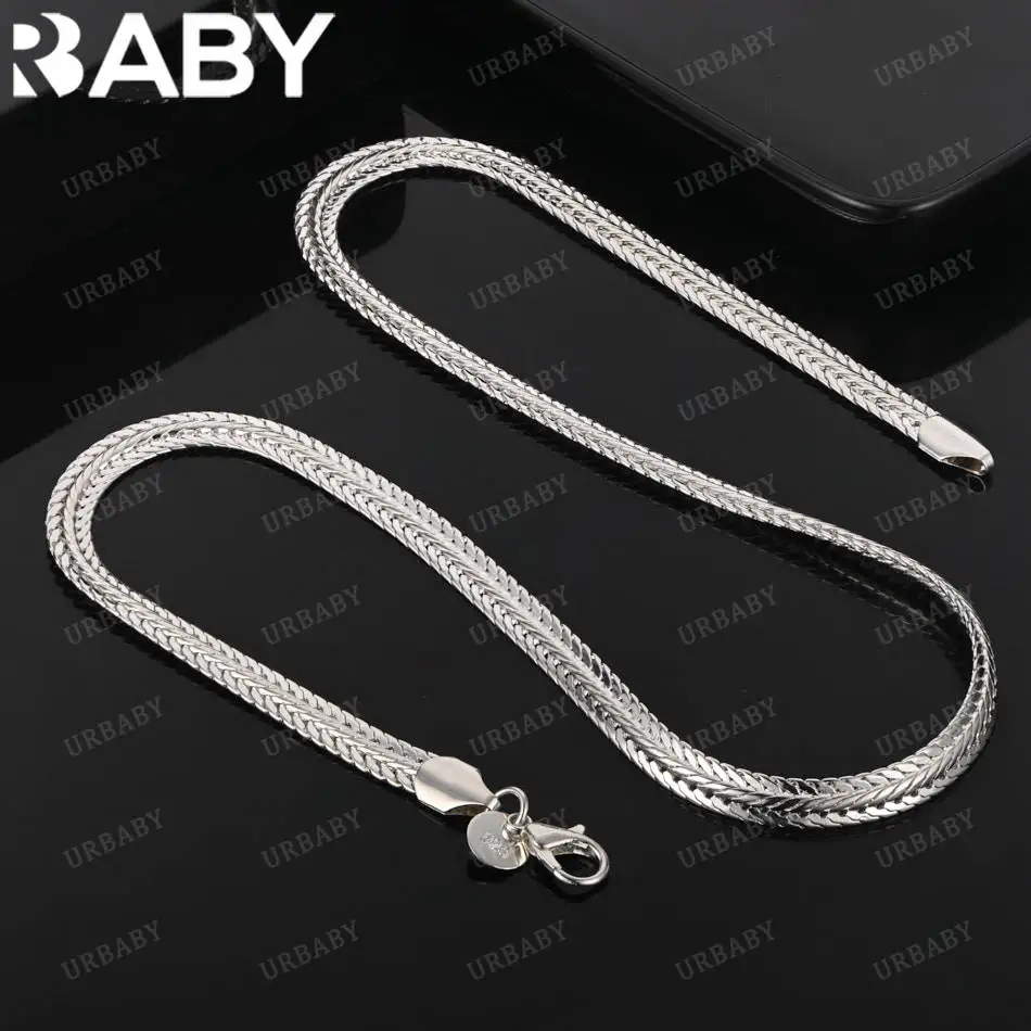 

URBABY 925 Sterling Silver 50&60cm 6mm Dense Chain Necklace For Women Man Charm Trend Birthday Gifts Fashion Party