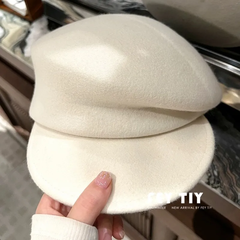 Japan Fashion Curved Wool Berets Women Autumn Winter Elegant Felt Fedora Hat Female Warm Painter Hats Classics Walking Cap