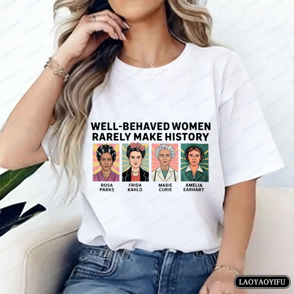 

Frida Kahlo Rosa Parks Marie Curie Amelia Earhart Design Tshirt Feminist Women Tee History Maker Casual Cotton Tops Trend Gift