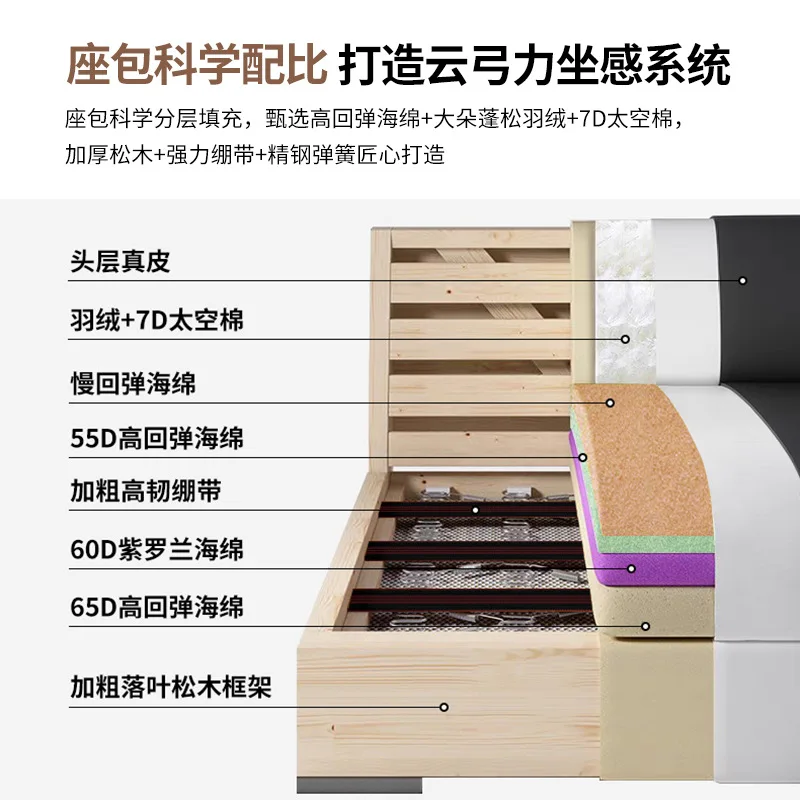 Cuir première couche peau de vache haut de gamme villa noir tout vert canapé en cuir rangée droite combinaison italien minimaliste