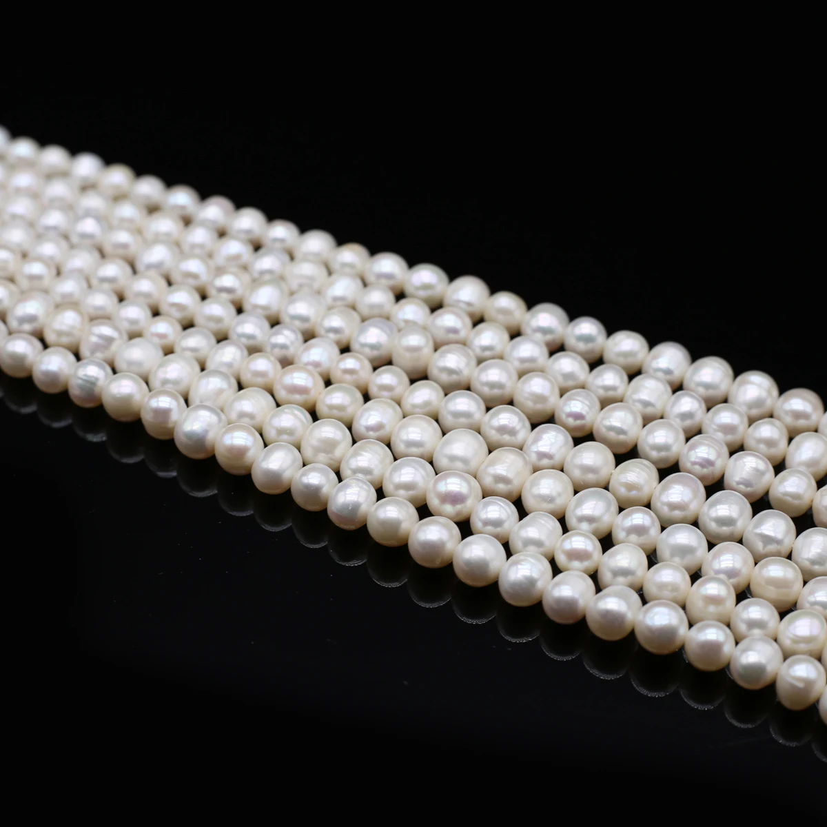 7-8mm Natural Freshwater Pearls Bead Punching Round White Pearl Loose Beads for Making DIY Jewerly Necklace Bracelet Earrings