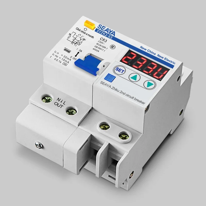 SEAYA Circuit Breaker Leakage Prevention Switch C63 50Hz 220V/230V Protective Device Over And Under Voltage XYZK2-63 1P+N