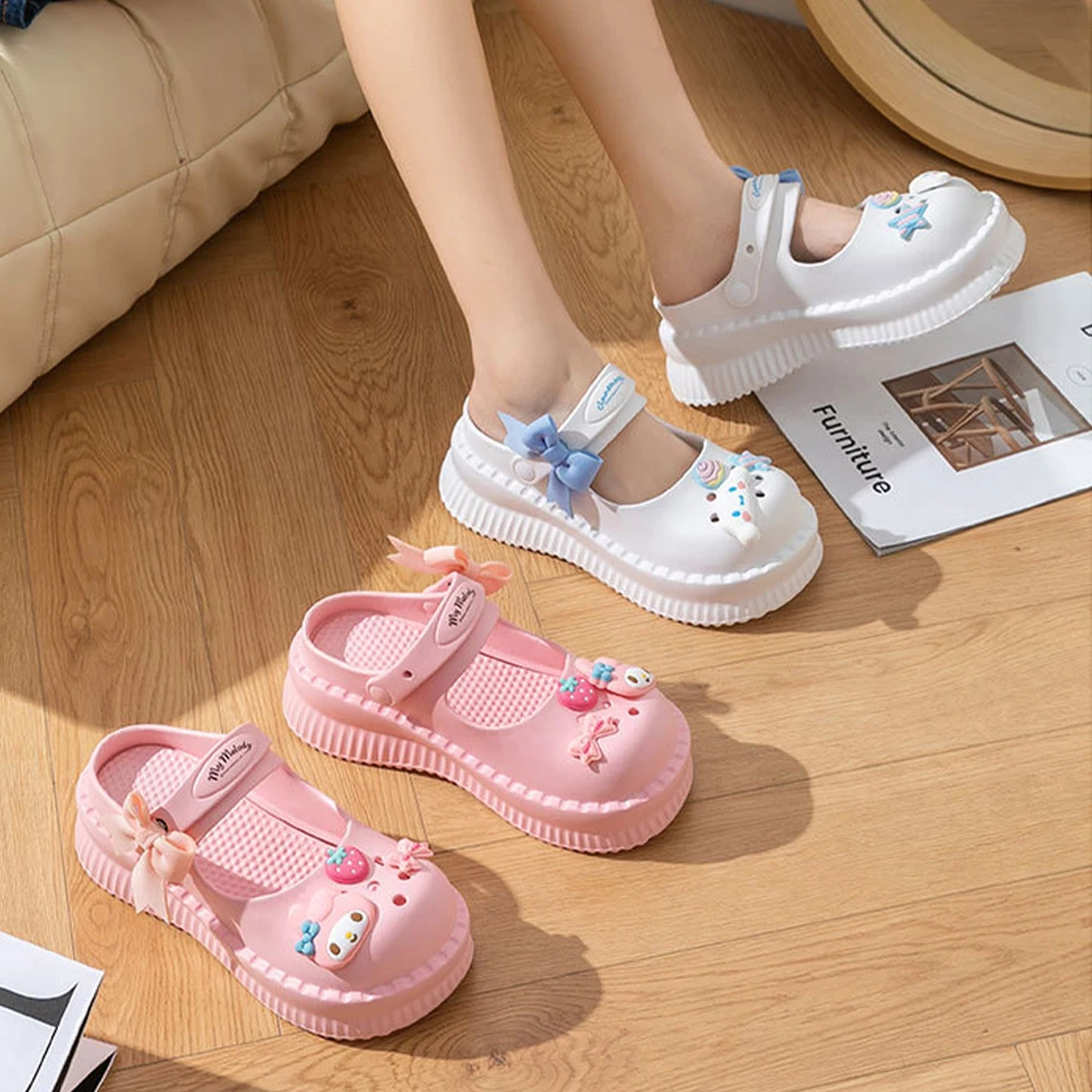 Sanrio My Melody Anime Cartoon Sandals Hello Kitty Kawaii pantofole Kuromi Cinnamoroll Cute Girl antiscivolo scarpe con suola spessa estate