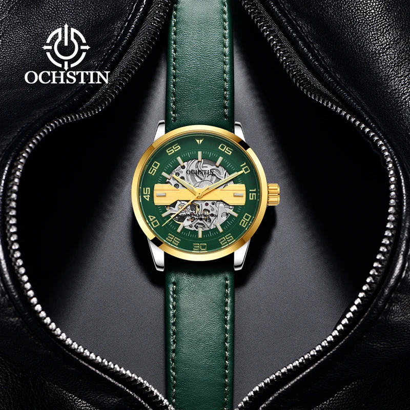 

Часы OCHSTIN Luminous Hand Master Series, мужские, с механическим механизмом, ремешок из натуральной кожи, водонепроницаемые.