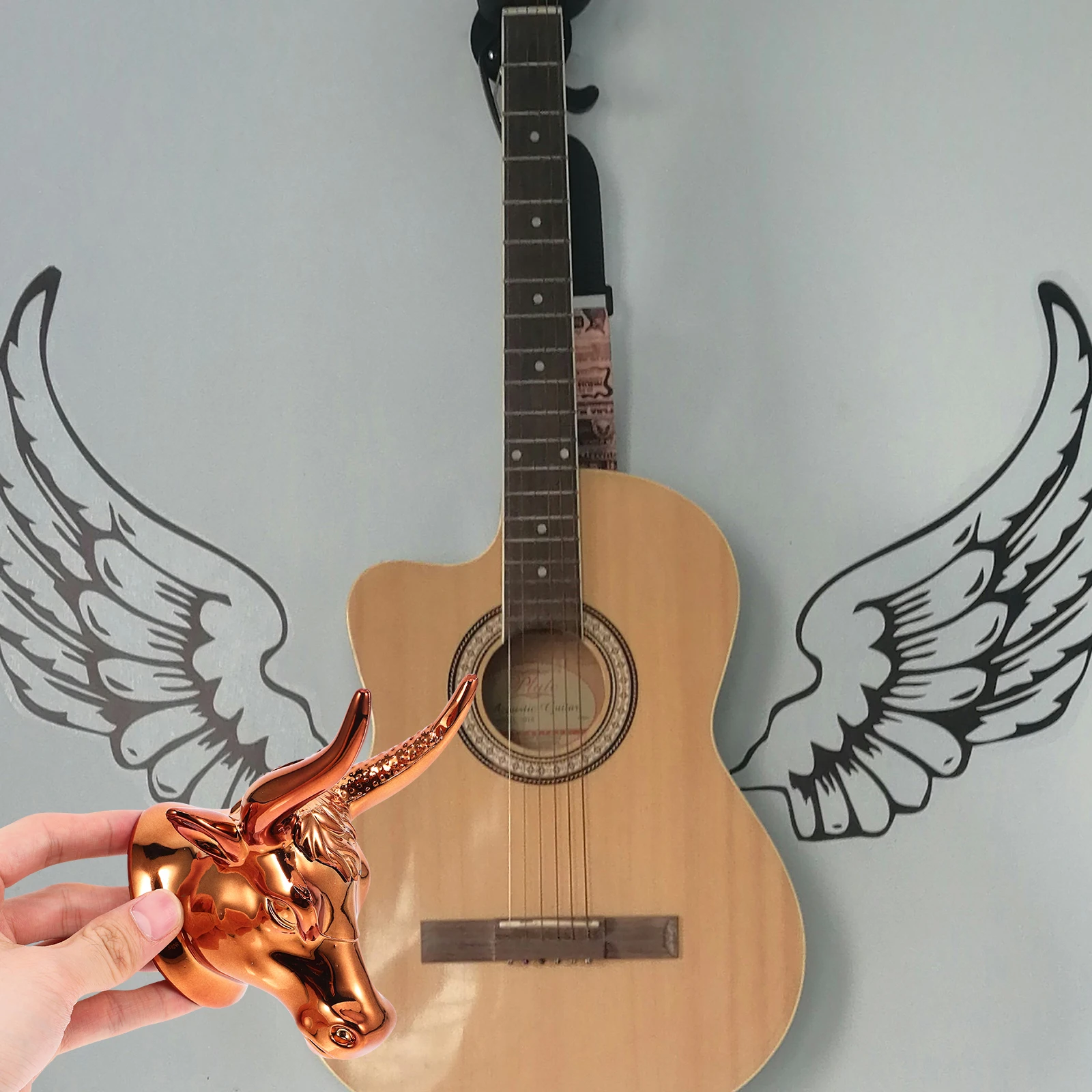 

1set 1Set Guitar Wall Hanger Head Design Abs Iron String Instrument Holder For Guitar Violin Ukulele Erhu Storage Rack