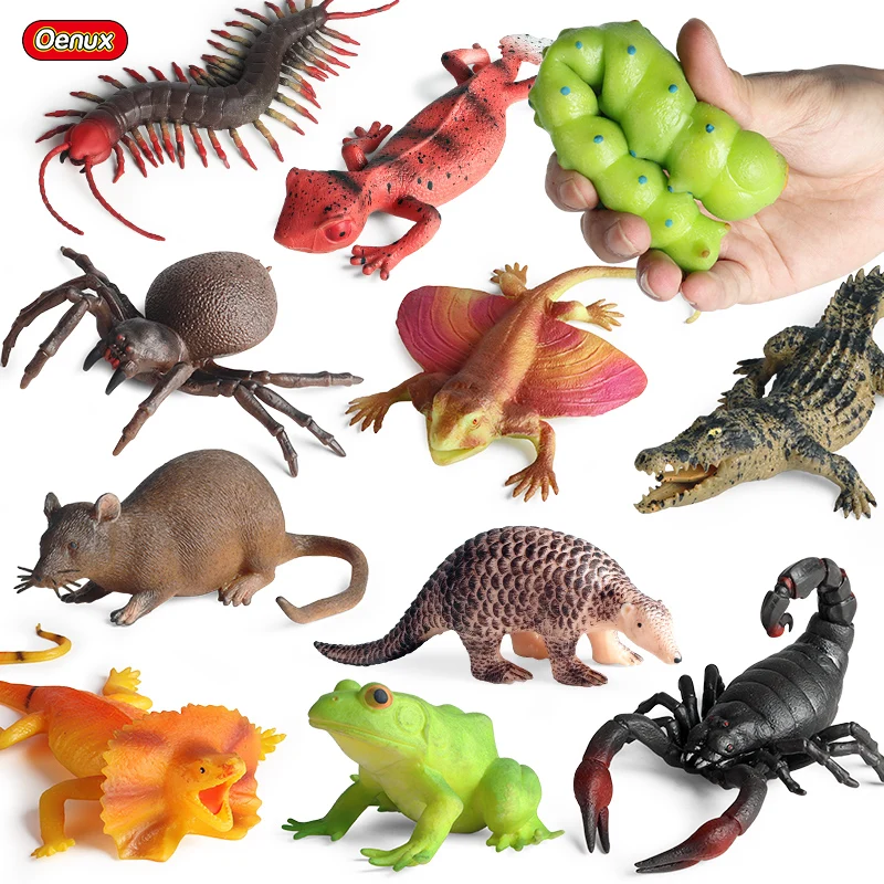 

Oenux Soft Animals Lizard Crocodile Mouse Frog Model Action Figure Anti Stress Relief Squeeze Toys Kids Gift Pressure Reduction