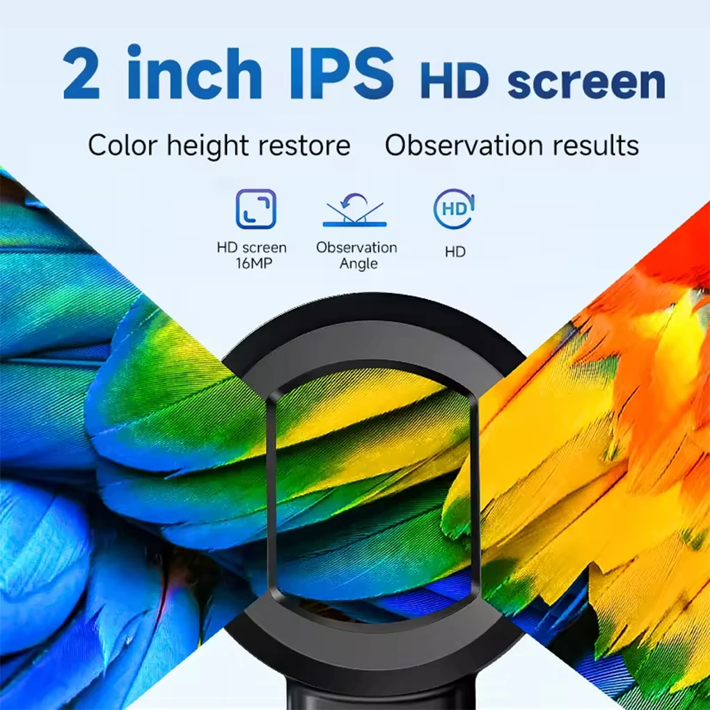 Wiederaufladbares Mikroskop mit 2-Farben-Lichtmodus, tragbare digitale Lupe mit IPS-Farbbildschirm, 100-facher Zoom, Lupe, Spielzeug