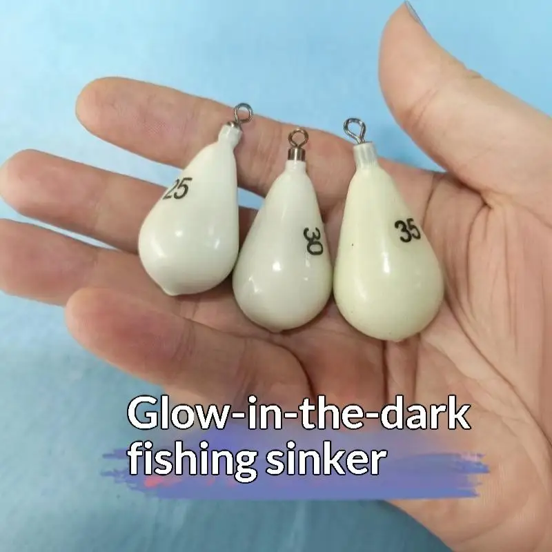 5Pcs 11g 15g 18g 26g 30g Glow In Dark Teardrop Lead Sinker Swivel Loop Weights For Night Fresh Salt Water Fishing