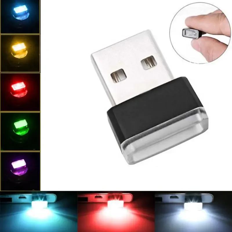 

Мини USB LED Автомобильная Лампа, внешняя подсветка, декоративная неоновая лампа, автомобильная внутренняя атмосфера, аварийный ПК, мобильная зарядка