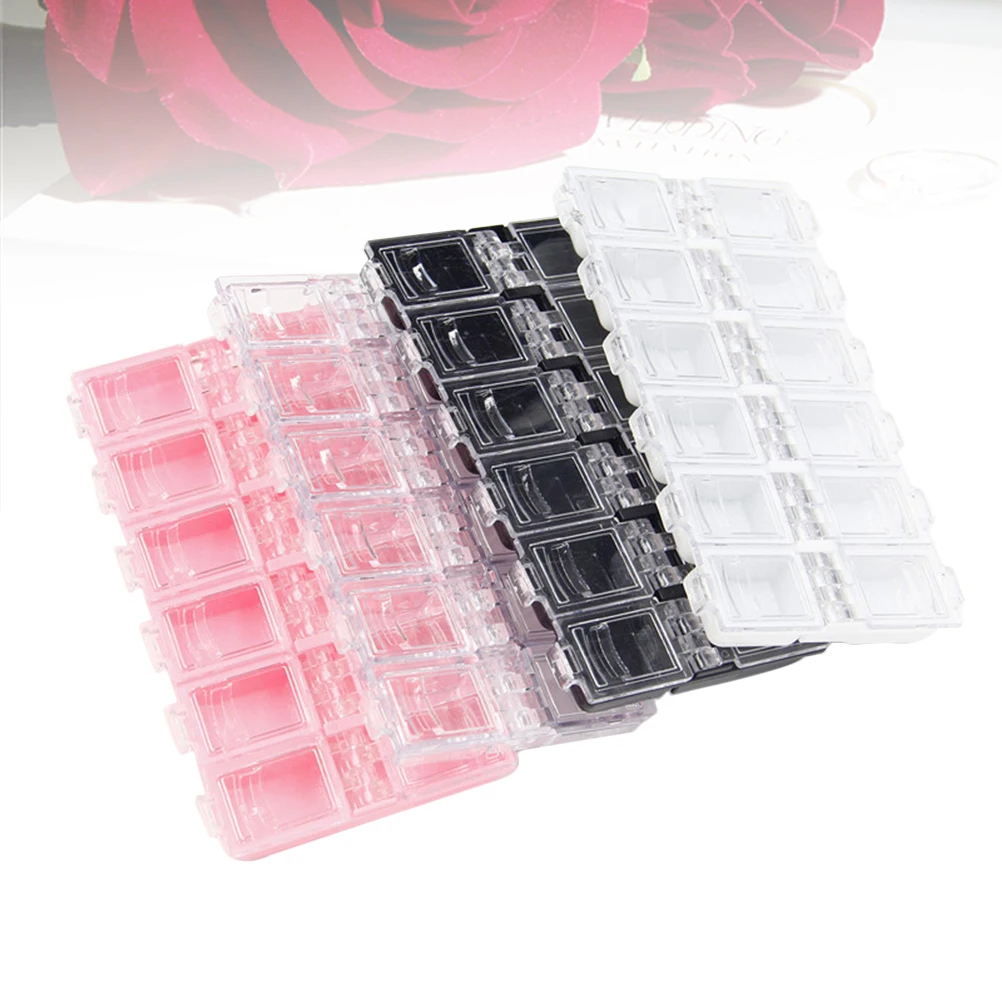 

4PCS 12 Compartments Jewelry Storage Box Transparent Cover Nail Art Decorations Container Empty Case Holder Organizer