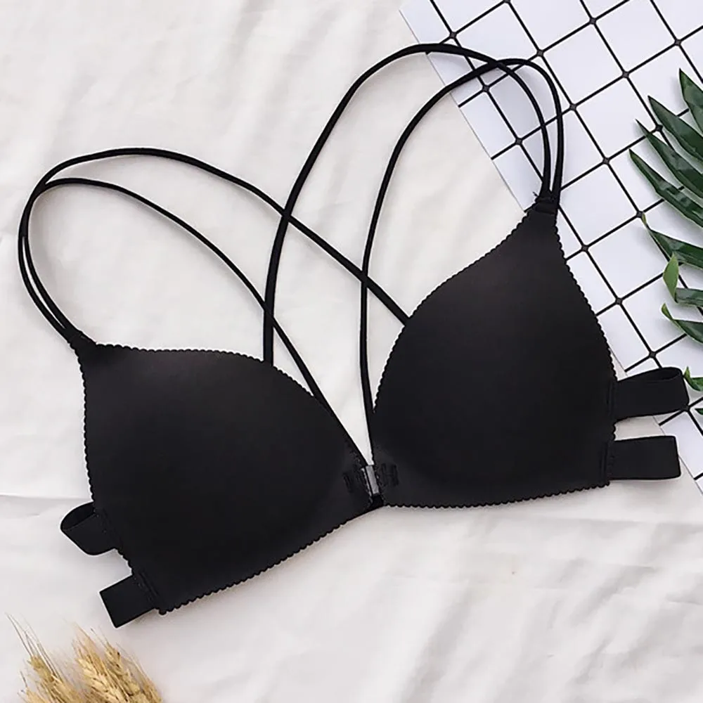 Women Sexy Back Beautify Bra Ladies Front Closure Wire Free Fashion Padded Lingerie Bralette Gather Push Up Seamless Bras Female