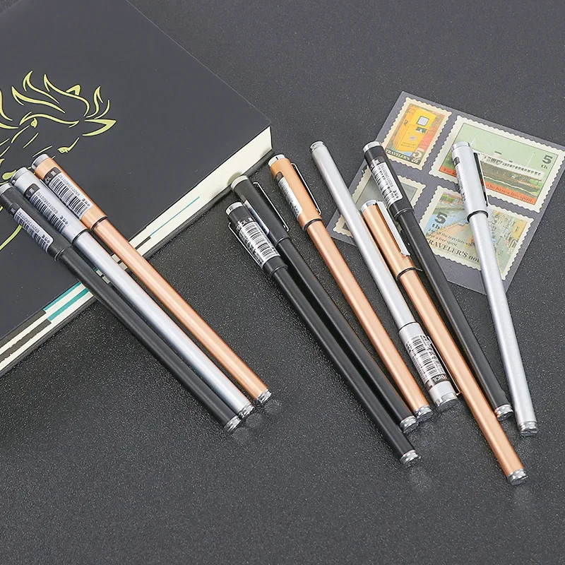 30PCS Creative Metal Signature Pen New Office Stationery Water Pen 0.5mm Water-based Pen Gel Pens