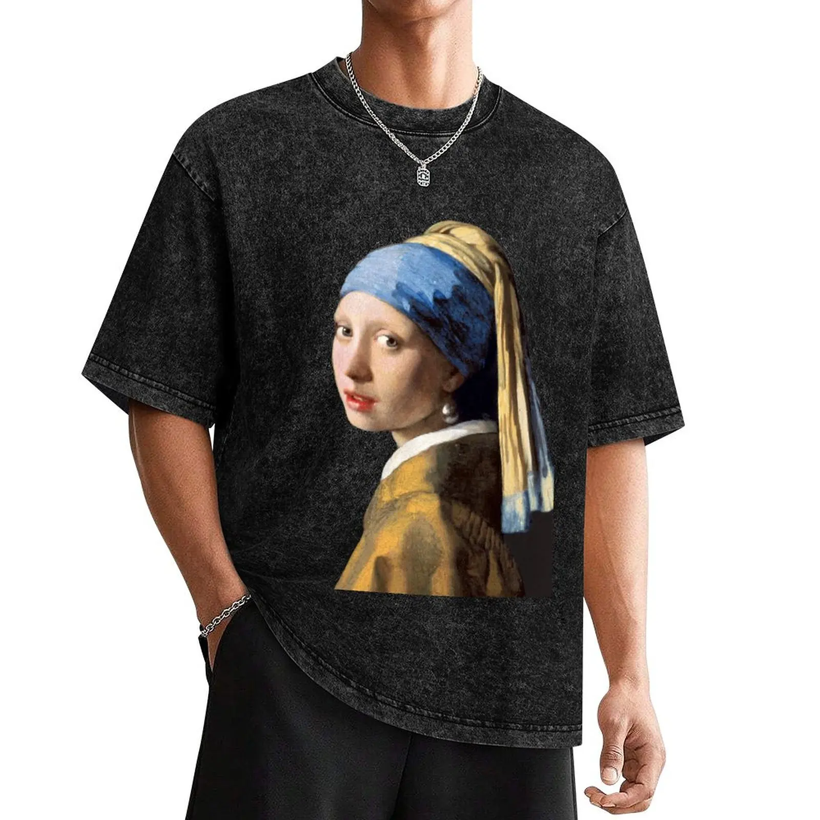 Vermeer's Girl with a Pearl Earring T-Shirt T-shirts man graphics fitted t shirts for men