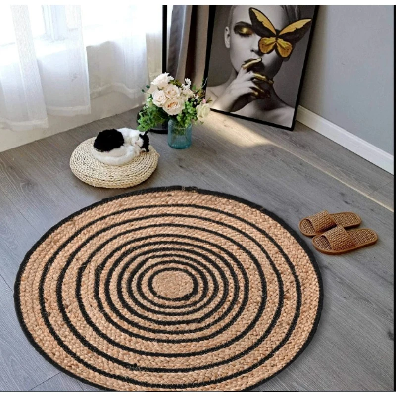 

Rug 100% Natural Jute Braided Style Reversible Rug Modern Living Rustic Look Rug