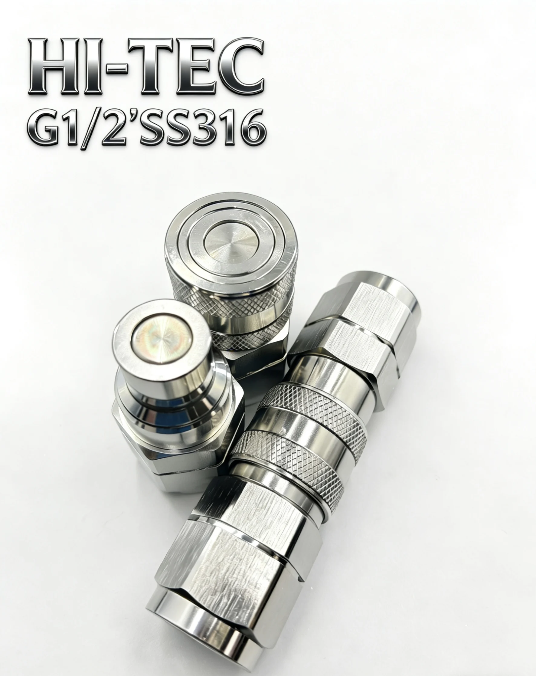 

Flat Hydraulic Quick Connectors Set 1/2'BSP Thread ISO-16028 Stainless Steel for Fluid Power Equipment