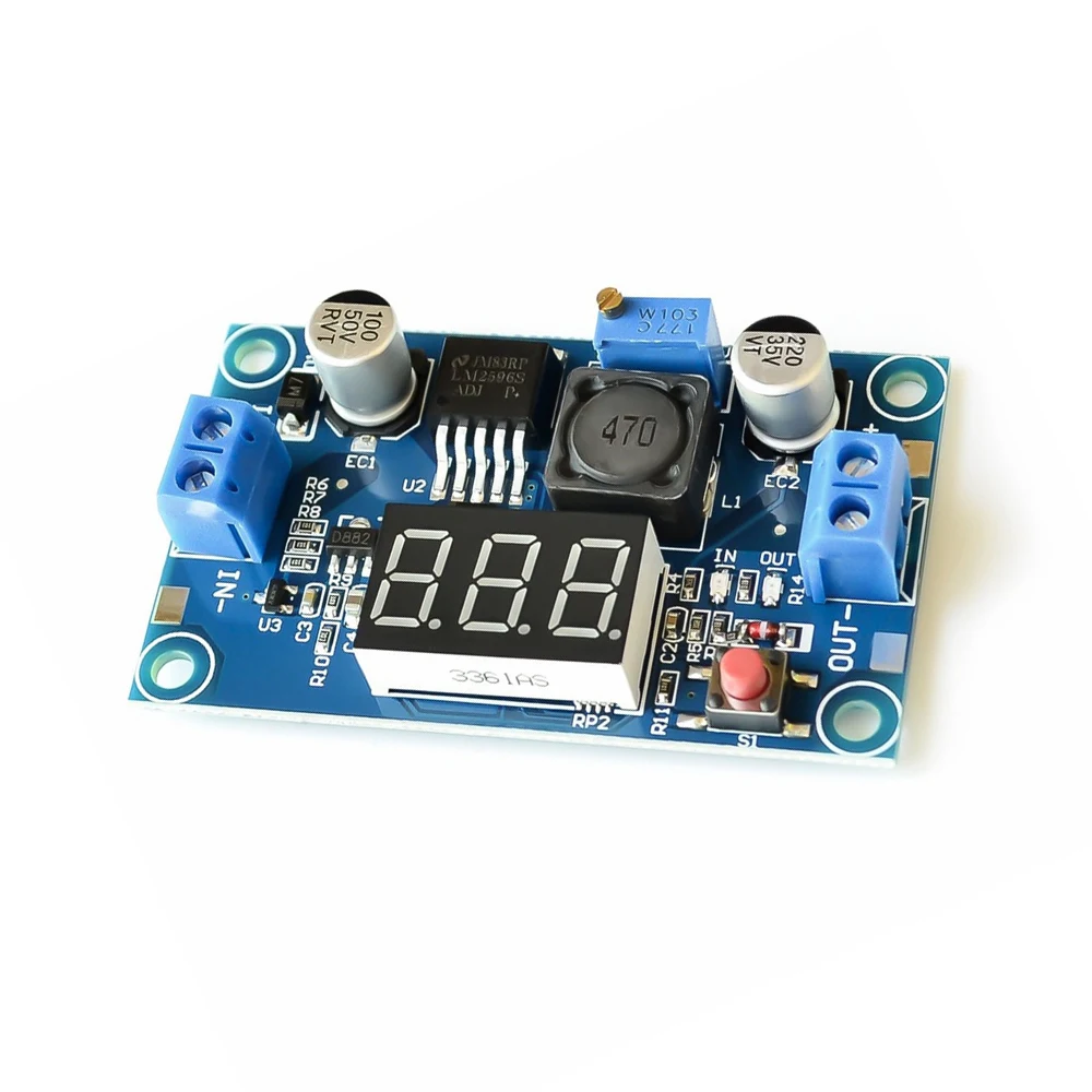 

DC Step Down Converter Voltage Regulator Voltmeter 4-40V to 1.2-37V Buck Adjustable Adapter Power Supply Module with LED Display