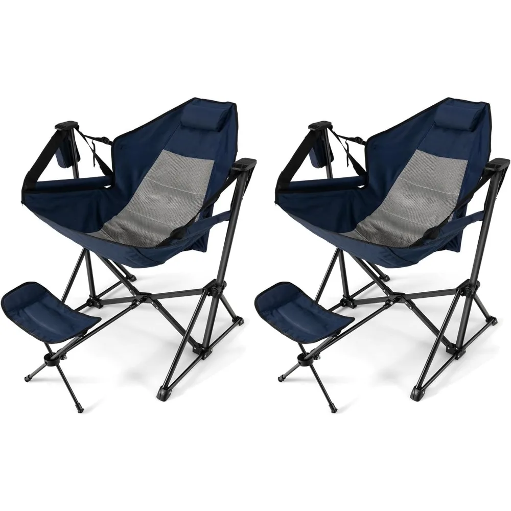 

2-Pack Hammock Camping Chair,Outdoor Folding Swinging Chair with Retractable Footrest, Head Pillow, Carrying Bag Included