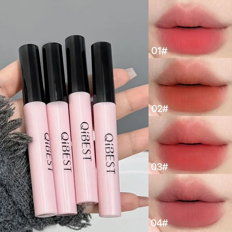 QIBEST Set di trucco da 9 pezzi 4 pezzi Fango per labbra, 1 polvere pressata, 1 fard, 1 eyeliner, 1 mascara, 1 matita per sopracciglia Kit di cosmetici per l'aspetto della fotocamera