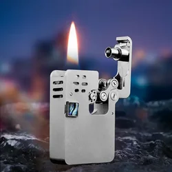 Cool Beautiful Gasoline Lighter Vintage Classic Smoking Lighter Catapult Mechanical Linkage Shell Decoration Night Light