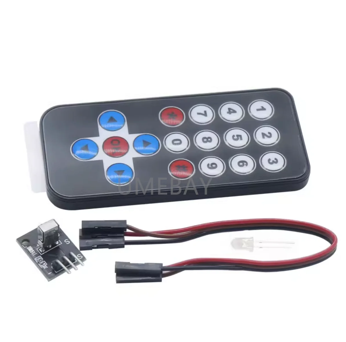 Set 3 buah, modul remote control inframerah kontroler mikro + penerima HX1838 + remote control inframerah NEC berkode 5 buah