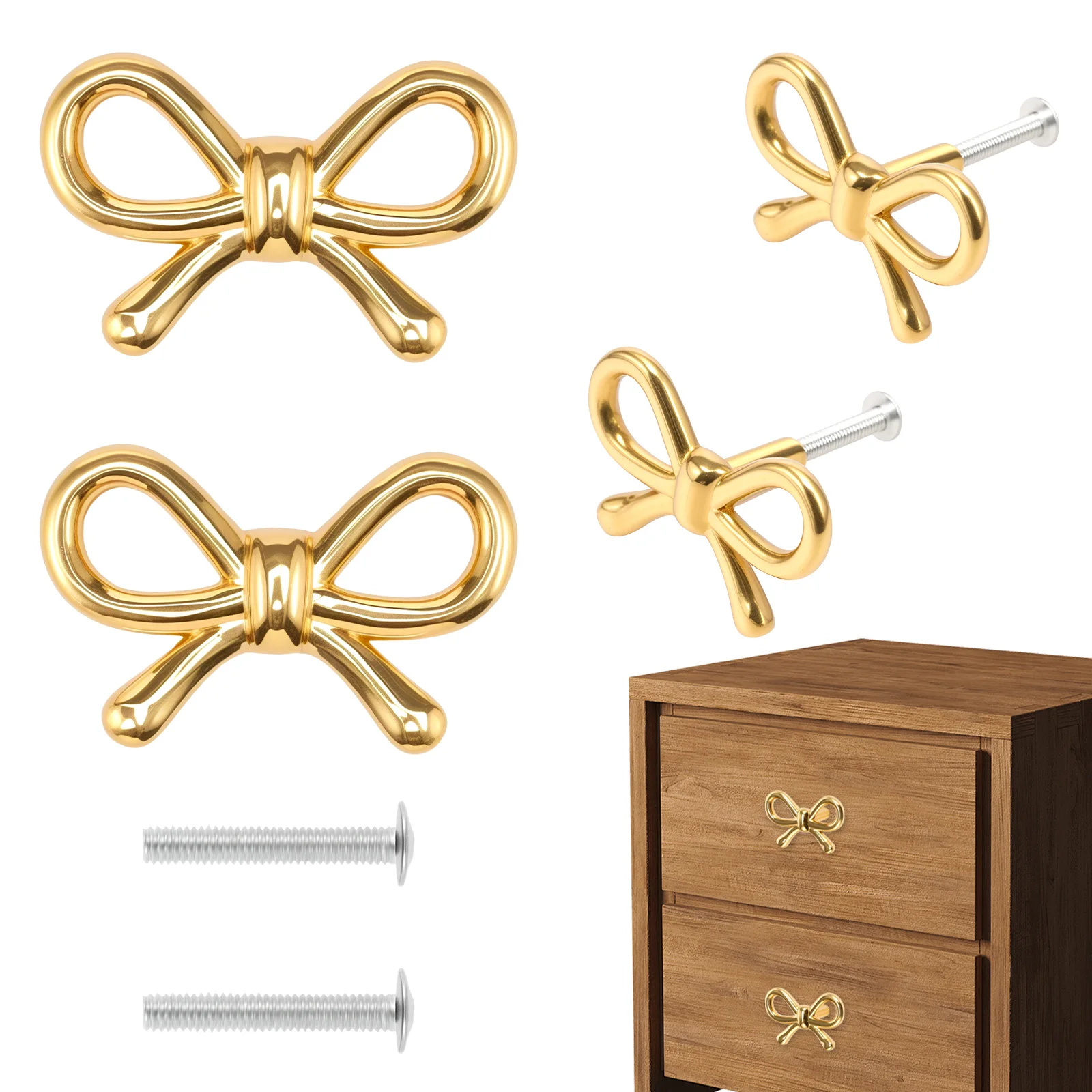 2/4/6 قطعة القوس شكل مقابض أدراج الذهب النحاس خزانة تسحب مع مسامير ديكور دولاب مقابض لخزانة الملابس درج خزانة