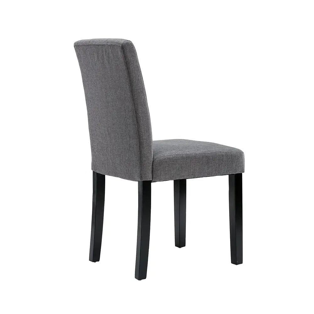 Cadeira Parson acolchoada em tecido de madeira maciça estilo urbano, cinza, conjunto de 2