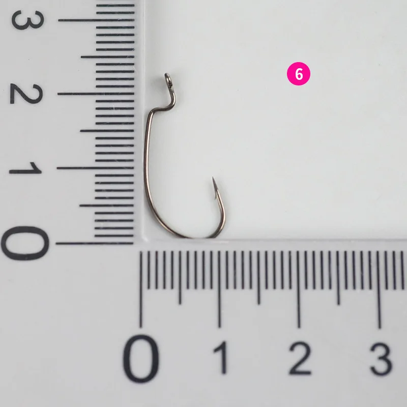 10 Stück Mikro-Messinghaken mit geradem Schaft, kleine breit gebogene Haken mit geradem Schaft, Texas Rig Haken, Reverse-Rig Weichköderhaken – Detail 9