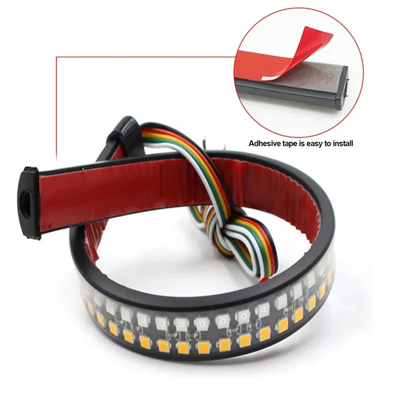 Motorcycle LED Tail Light Strip 12V Yellow Flowing Turn Single Indicator Lights Red Strobe Lamp Brake Lights Decor Light Band image 5