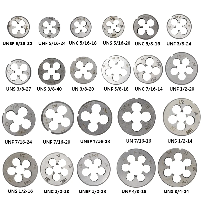 1pc 오른손 스레드 다이 기계 나사 다이 UNF 5l8-18 UNS 1l2-14 UNF 1l2-20 1/4 NC20 3/8 NC16 7/8 14UNF 1/2-28 UNEF 핸드 툴