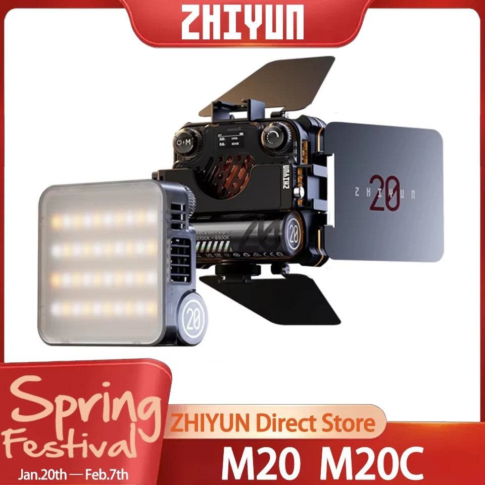 ZHIYUN FIVERAY M20C M20 20W RGB LED Video Light 2500K-10000K Photography Light App Control Pocket Fill Lamp for Vlog Live Camera