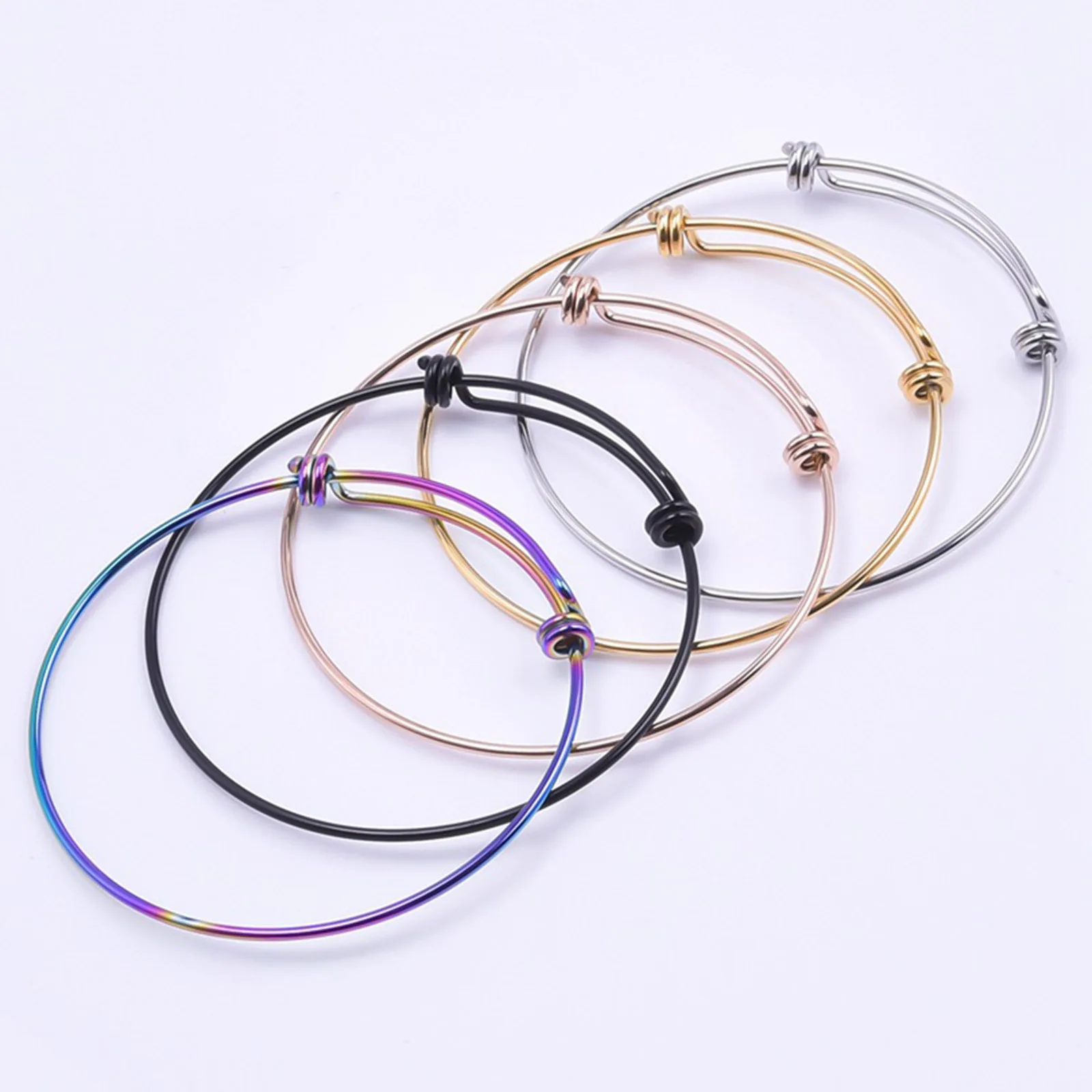 Stainless Steel Expandable Bangle Adjustable Wire Blank Bracelets For Diy Jewelry Making Accessories Summer Handicraft 23cm,1PC