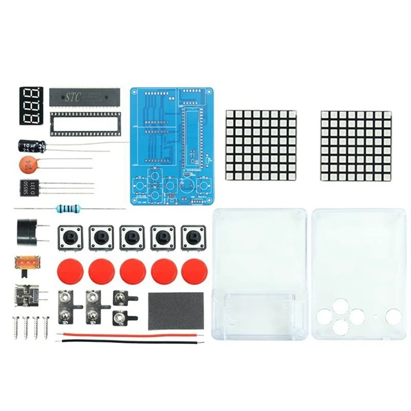 Mini Pixel Game Console Production Kit Retro Classic Game Console DIY Electronic Soldering Welding Tranning Kit Red Square Dots