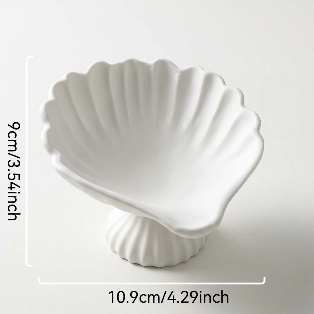 Seashell Jewelry Dish Trinket Tray White Trinket Dish, Seashell Ring Holder, Shell Jewelry Holder for Room Decor Stockholm Style view 6