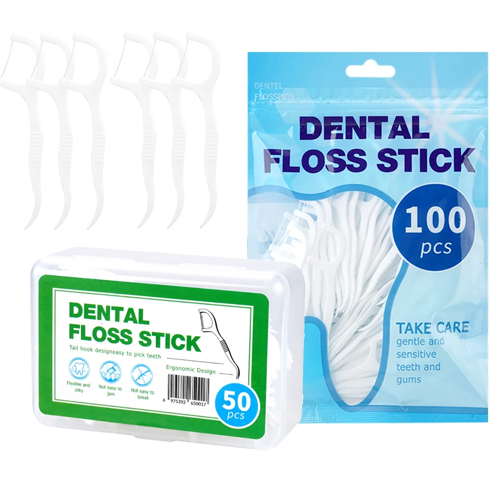 Escolhas descartáveis do fio dental, limpar entre os dentes, escova interdental, palito, floss picks, removedor portátil