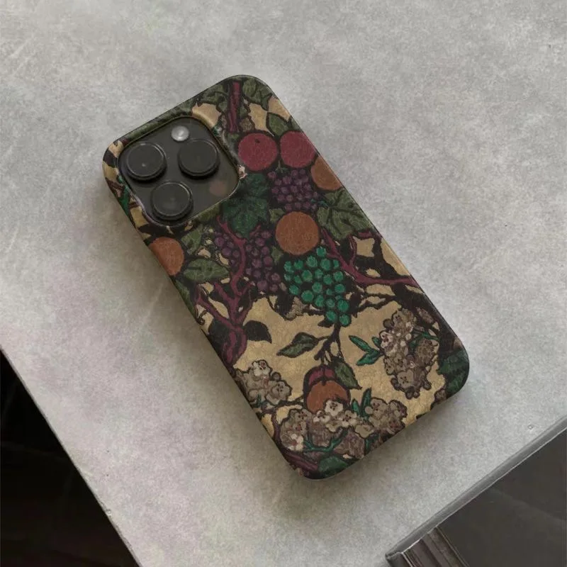 خمر الفاكهة نمط الرجعية النباتية والفاكهة تصميم جراب هاتف آيفون 17 16 15 14 11 12 13 برو ماكس الهواء زائد الغطاء الخلفي