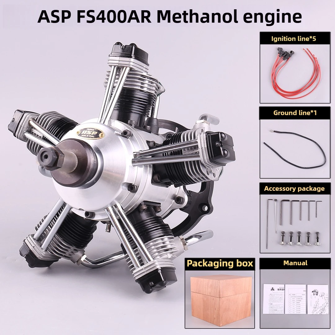 

ASP FS400AR Five-cylinder Four-stroke Methanol Engine Model 65cc Remote-controlled Airplane Fixed-wing Model