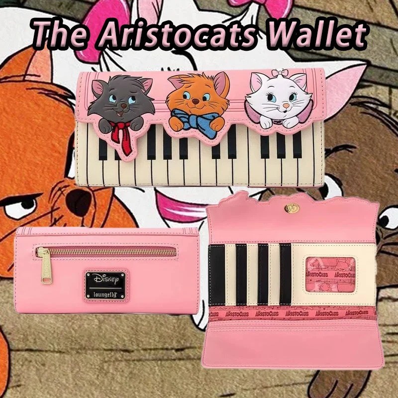 

Disney Loungefly Kawaii Wallet Duchess Collection Coin Purse Embroidery Piano Cat Wallet Storage Card Bag Girl Practical Gifts