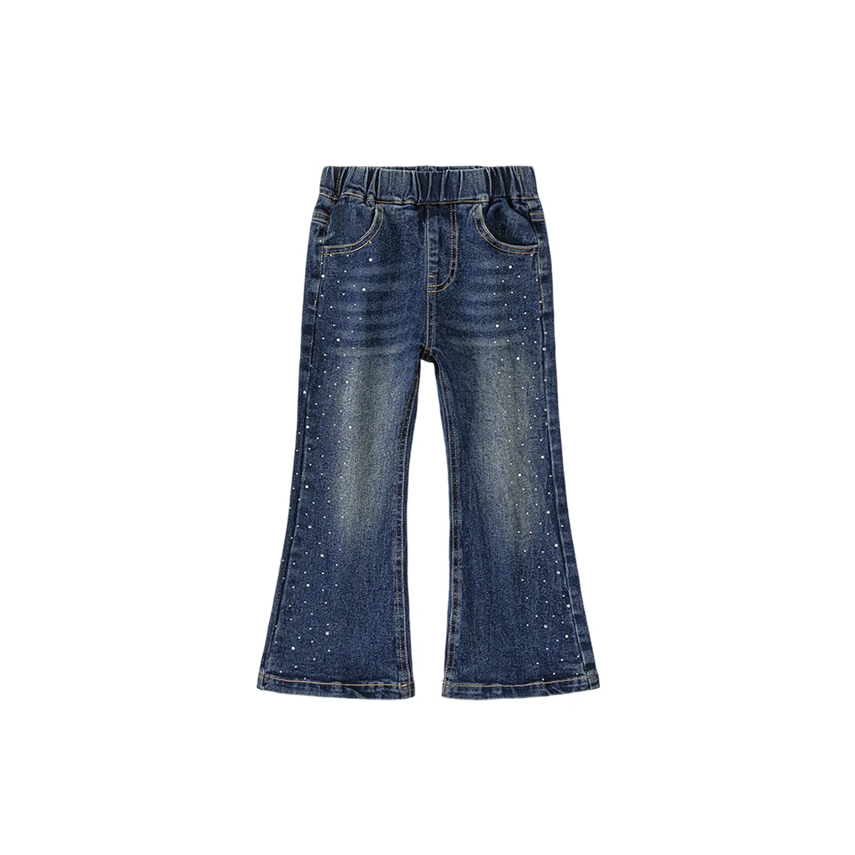 Trousers Autumn New Girl Jeans with Broken Diamonds Children's Bell Bottom Pants Fashionable Pants Girl's Pants