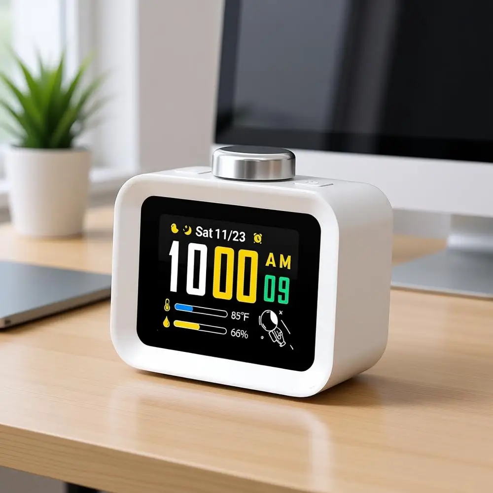 

Цветной ЖК-дисплей, будильник с 8 темами, 4 будильниками, белым шумом, громкостью 112 дБ, опцией звонка для тех, кто спит глубоко, подходит для