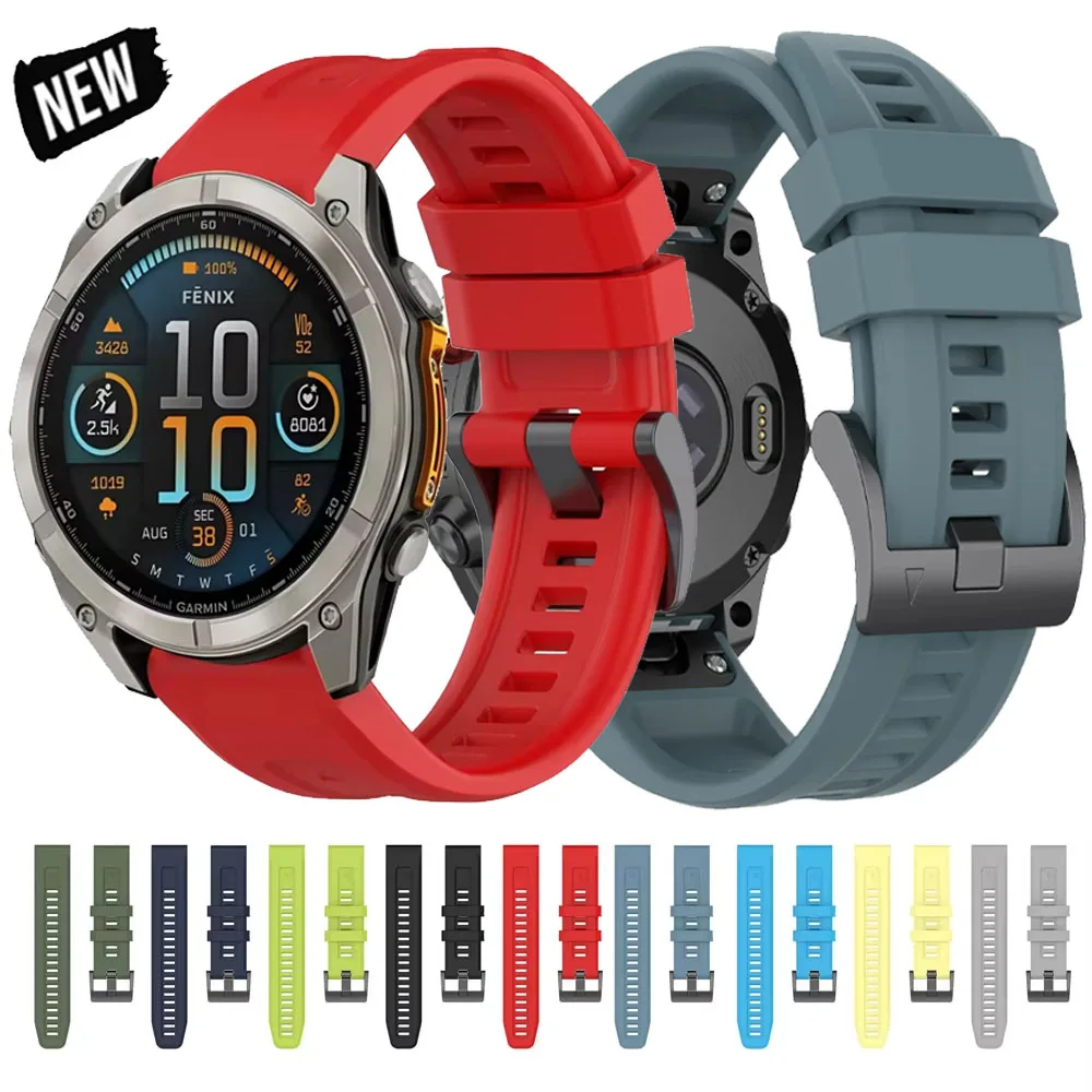 

26/22/20mm Quick Fit Silicone Strap For Garmin Forerunner 965/955 Comfortable Wristband Fenix 8/Tactix 8/Enduro3/Fenix E 7X Belt
