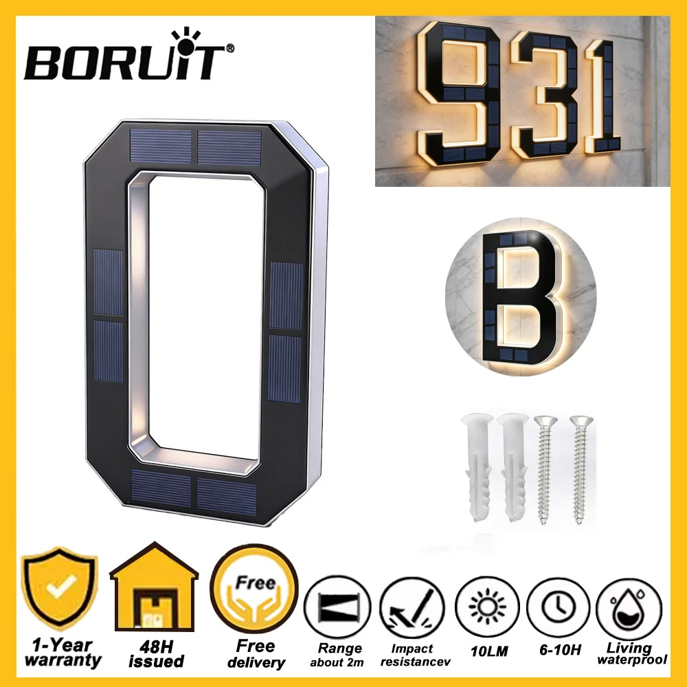 17CM Solar House Number Lights LED Address Sign Light Sensor Waterproof Solar House Number Sign Outdoor Wall Mount Address Lamp