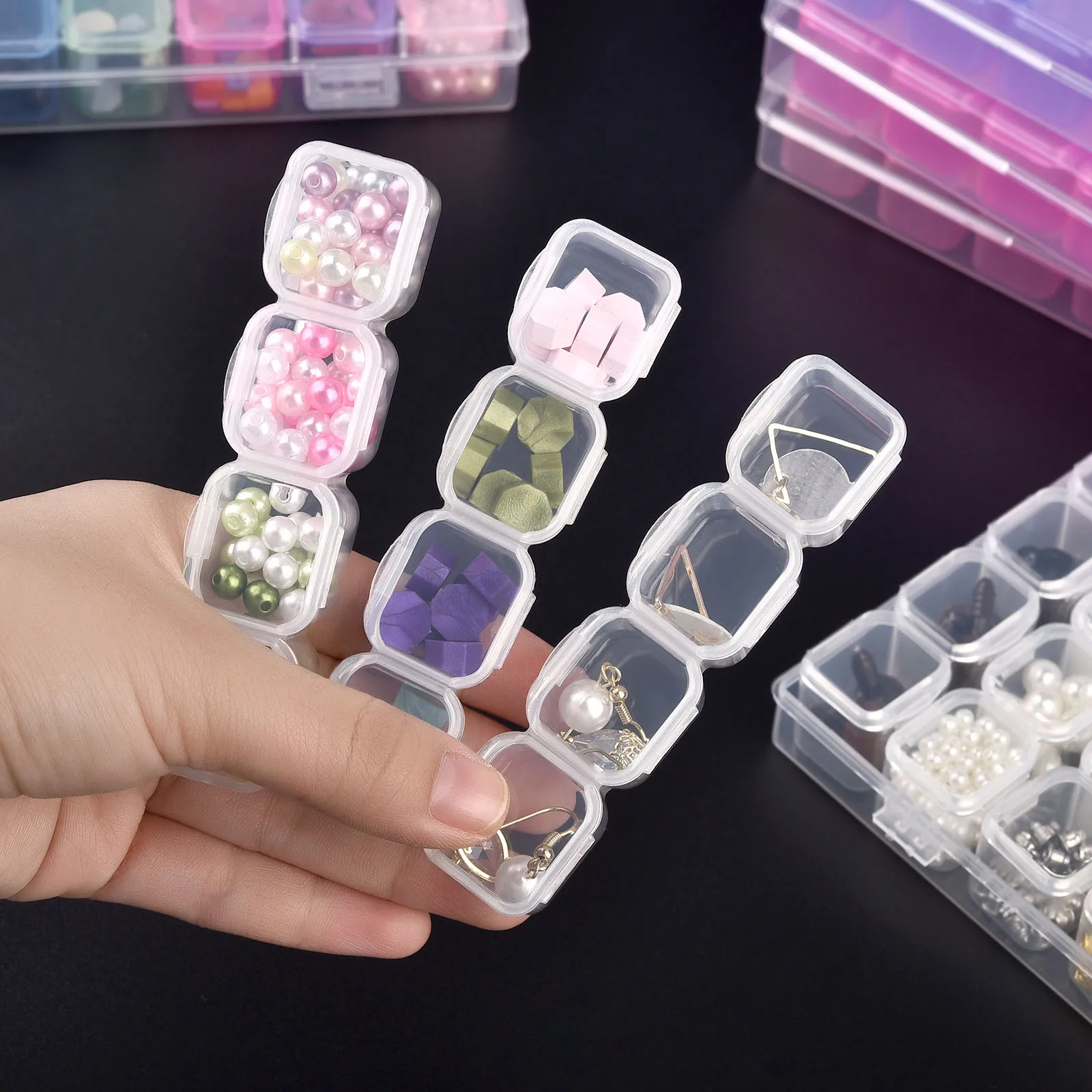 56/28 Grids Jewelry Accessories DIY Making Adjustable Plastic Storage Box Independent Grid Rhinestones Seal Nail Beads Organizer